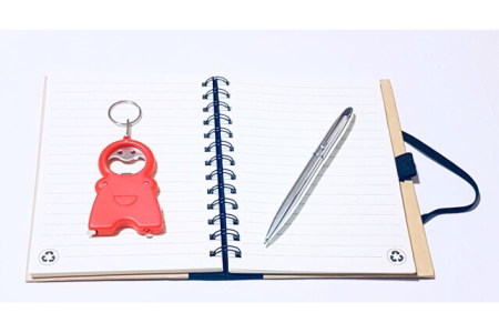 Beige Writing Notebook With Marino Executive Pen And 3-in-1 Keychain