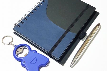 Navy Writing Notebook With Marino Executive Pen And 3-in-1 Keychain